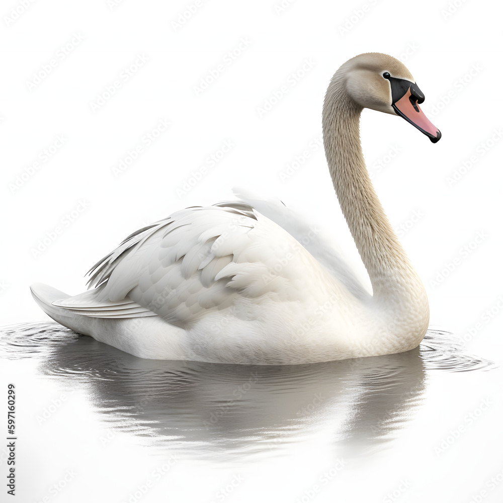 Fototapeta premium Swan isolated on white background.