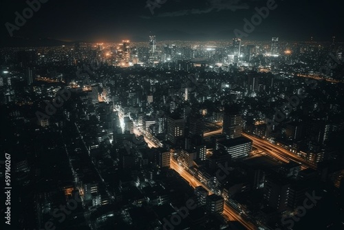 Stunning Japanese metropolis at night - ideal for wallpaper. Generative AI