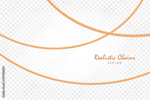 Gold chain isolated on transparent background. Chain backround. Luxury brilliant jewelry pendant or coulomb. Luxury stripe vector design