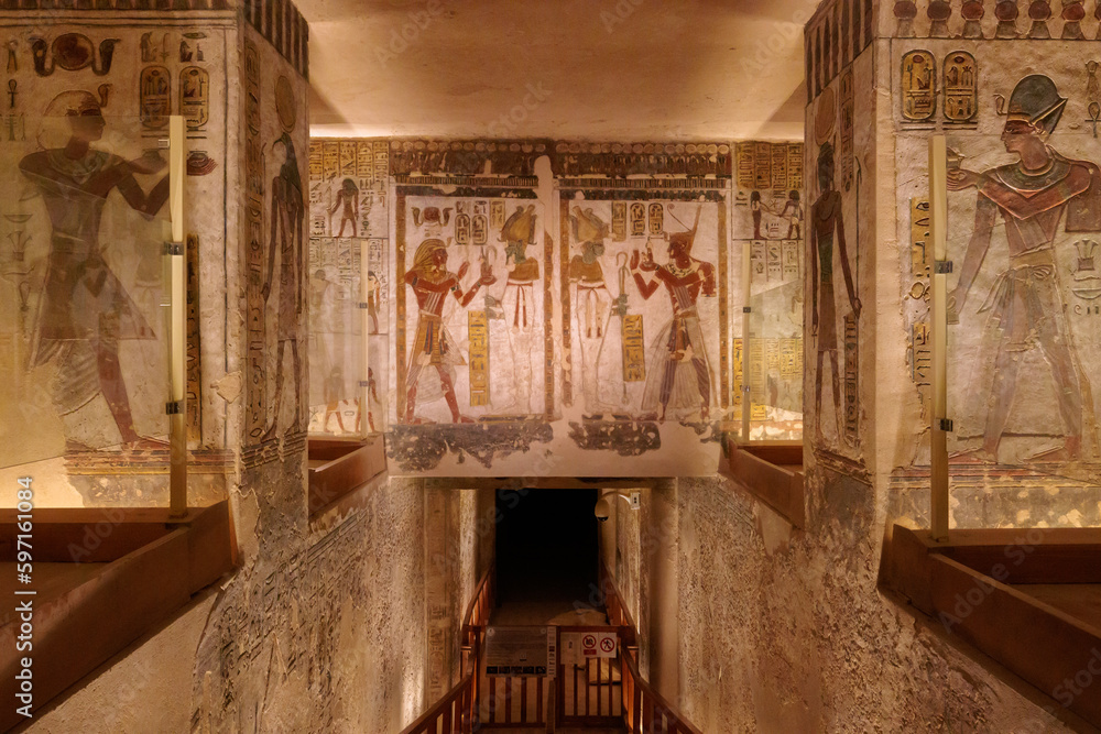 Details of valley of Kings in Luxor - Egypt - obrazy, fototapety, plakaty 
