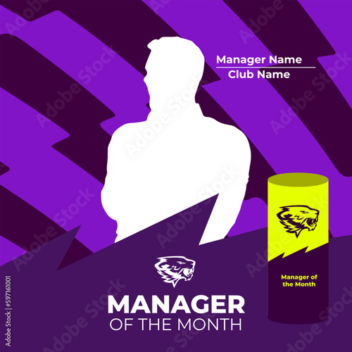 English Premier league Manager of the month reward - football competition concept. design banner poster vector template for match day big match top famous popular soccer club team in the world. 