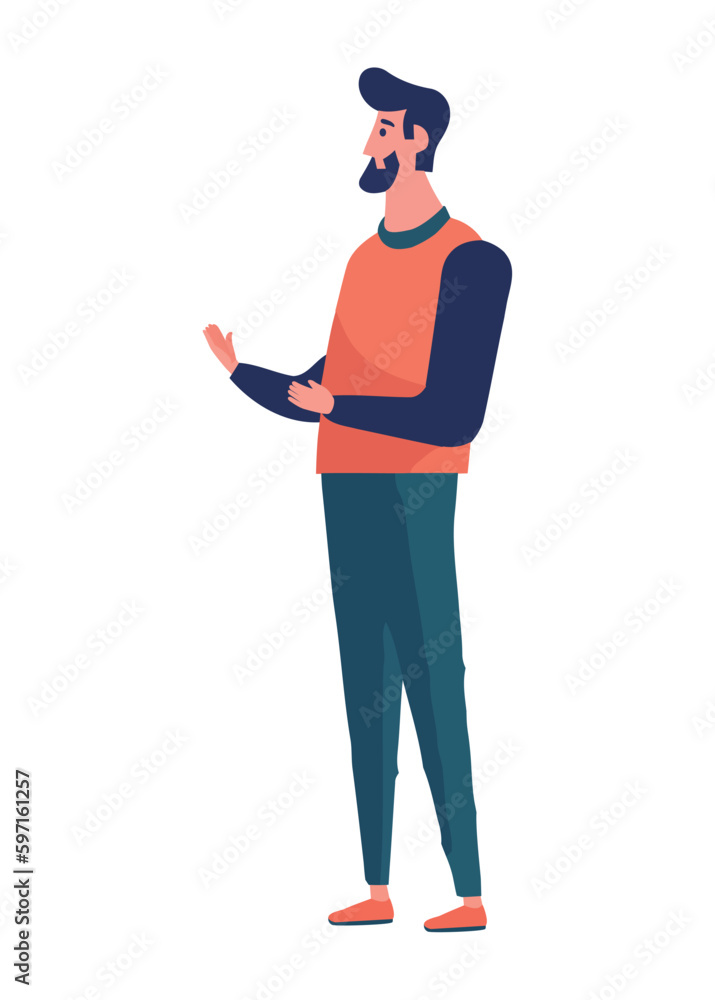 bearded man character standing