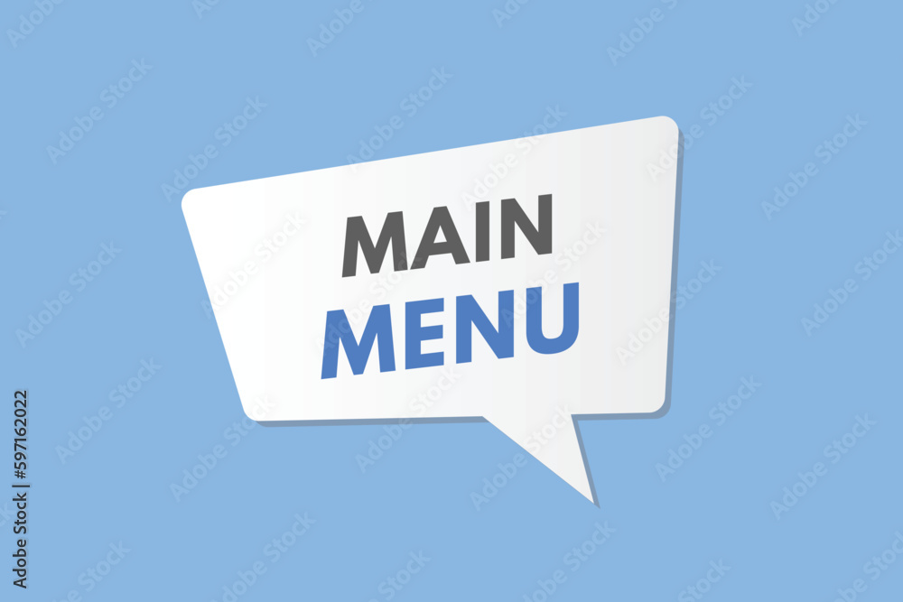 Main Menu text Button. Main Menu Sign Icon Label Sticker Web Buttons Main Menu text Button. Main Menu Sign Icon Label Sticker Web Buttons