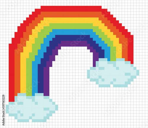 Rainbow cross stitch design vector template