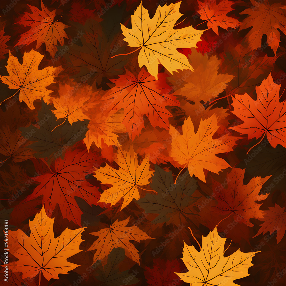 Autumn background with falling leaves. Generative ai.