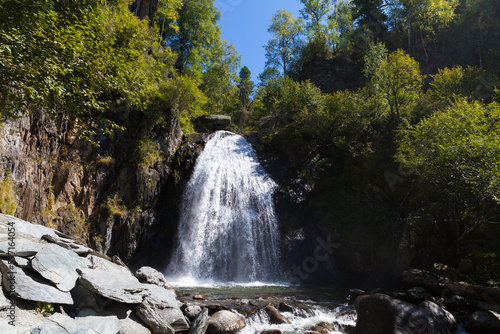 Waterfall Korbu on the Bolshaya Korbu River in the Altai Republic