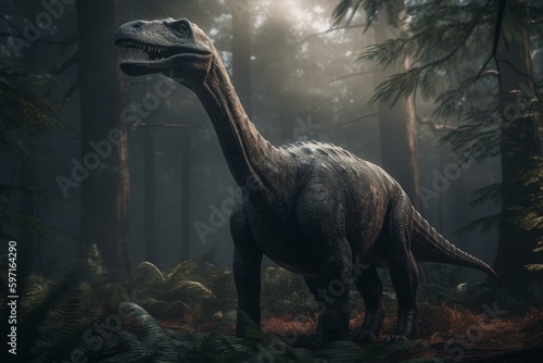Illustration of a diplodocus dinosaur. Generative AI © Amoret