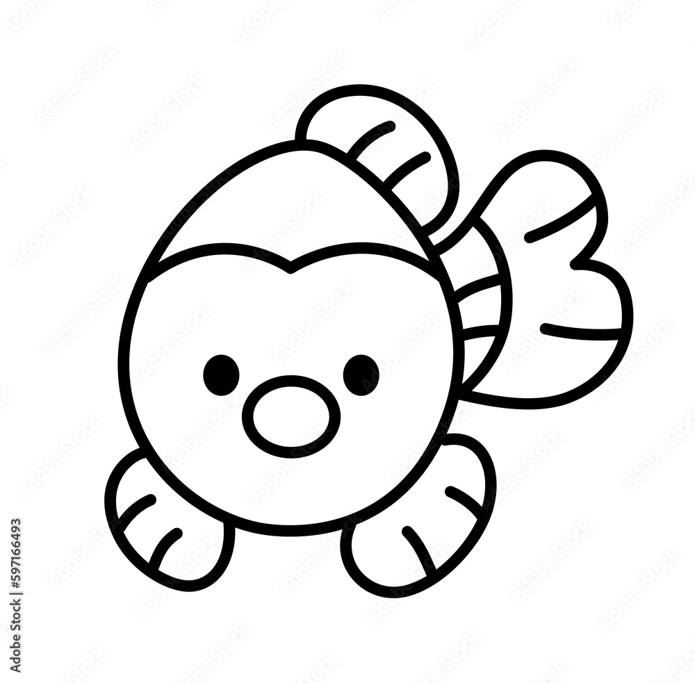Cute tropical summer fish doodle outline icon Cute tropical summer fish doodle outline icon