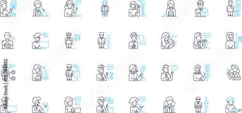 Clever tasks linear icons set. Creative, Innovative, Resourceful, Strategic, Analytical, Logical, Practical line vector and concept signs. Inventive,Efficient,Versatile outline illustrations