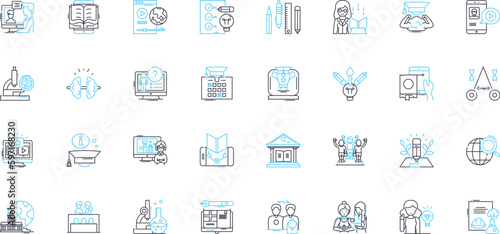 Intelligent academy linear icons set. Education, Learning, Intelligence, Academy, Training, Knowledge, Excellence line vector and concept signs. Innovation,Creativity,Empowerment outline illustrations