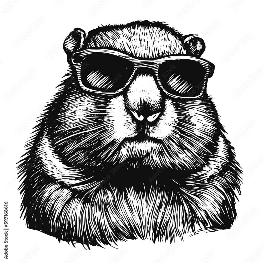Photo Art Print cool marmot wearing sunglasses groundhog sketch Satoru Sketches