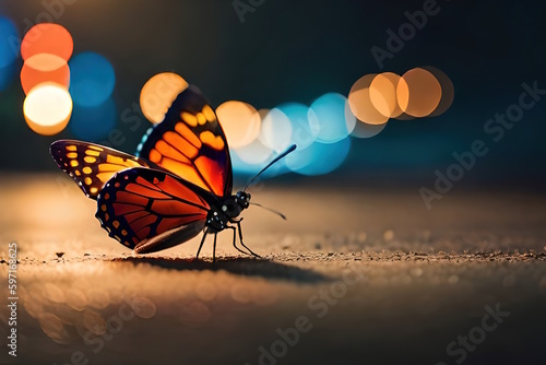Butterfly close-up on the street - Created with Generative AI Technology