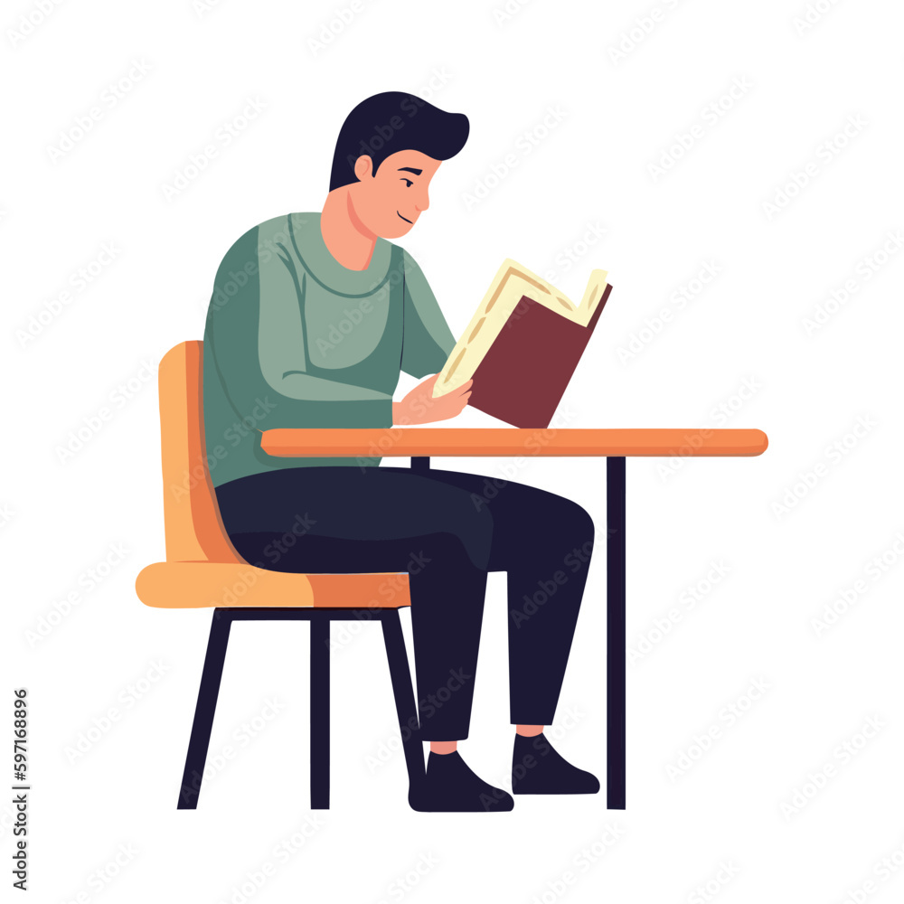 Man reading literature, learning wisdom Man reading literature, learning wisdom