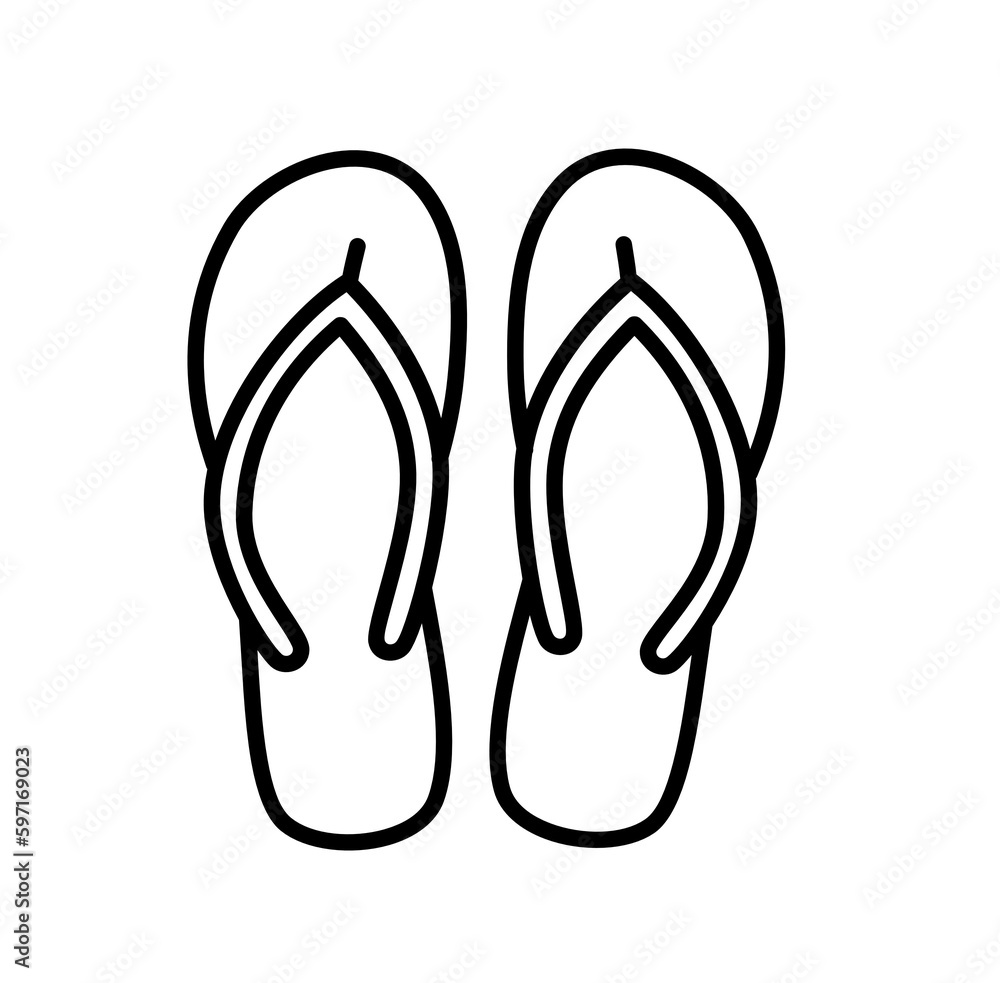 Flip flops summer beach doodle outline icon