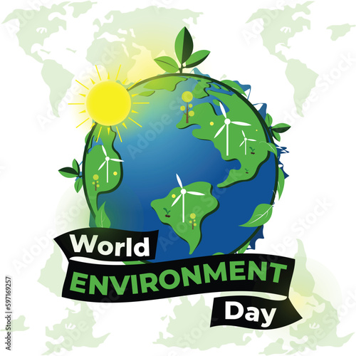 World Environment Day with a worldwide ecological illustration template