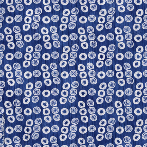 Indigo-Dyed Effect Brushed Textured Dots Pattern