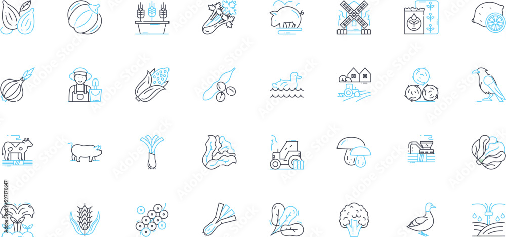 Farming technology linear icons set. Precision, Irrigation, Automation, Dr, Hydroponics, Sensors, Sustainability line vector and concept signs. Fertilizer,GPS,Harvesting outline illustrations Farming technology linear icons set. Precision, Irrigation, Automation, Dr, Hydroponics, Sensors, Sustainability line vector and concept signs. Fertilizer,GPS,Harvesting outline illustrations