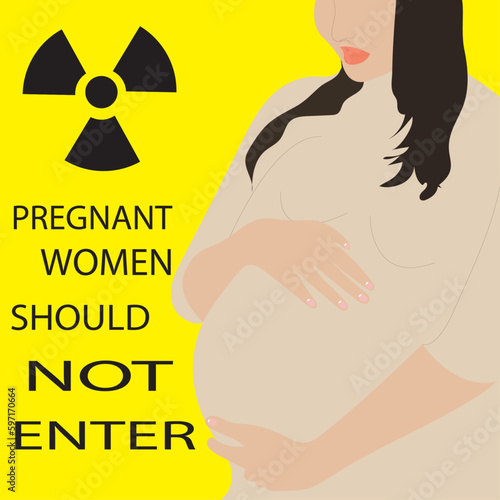 warning sign, radiation pregnancy warning signs white women, caution signs, caution x-ray, pregnant women,woman with a warning sign