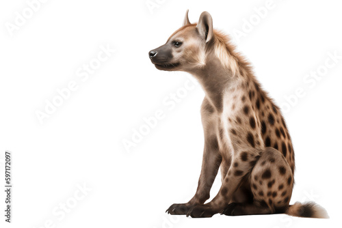 Spotted Hyena Sitting: Full-Body Side View Serenity. Generative AI © PNG-Universe