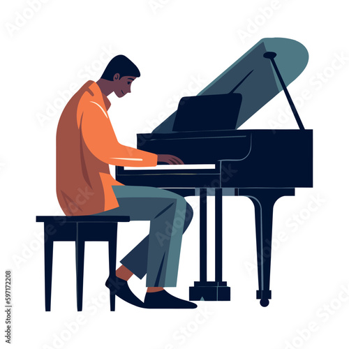 One pianist playing a melody on stage