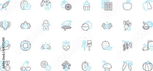 Agriculture linear icons set. Crop, Livestock, Harvest, Soil, Fertilizer, Irrigation, Seed line vector and concept signs. Forestry,Farming,Plantation outline illustrations
