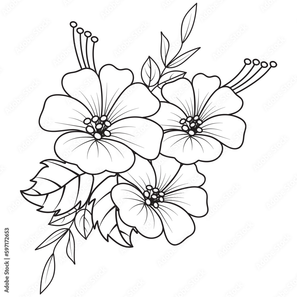 Set of different flower line on white background. Flowers drawing with line-art on white backgrounds. Set of different flower line on white background. Flowers drawing with line-art on white backgrounds.