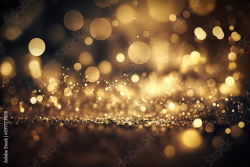 Abstract gold bokeh background with glitter defocused lights and stars