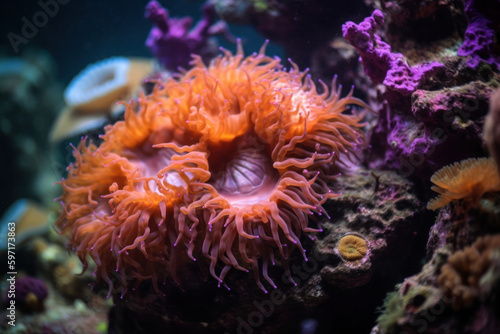 Underwater photography of a coral reef, created with Generative AI technology