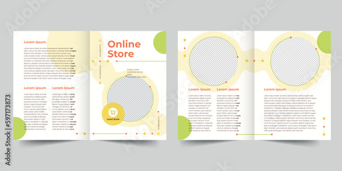 Online Store bifold brochure template. A clean, modern, and high-quality design bifold brochure vector design. Editable and customize template brochure