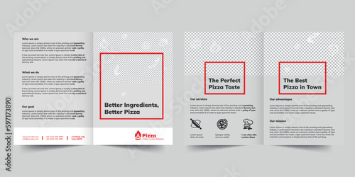 Pizza bifold brochure template. A clean, modern, and high-quality design bifold brochure vector design. Editable and customize template brochure