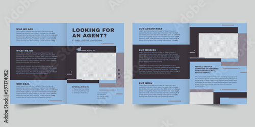 Realtor bifold brochure template. A clean, modern, and high-quality design bifold brochure vector design. Editable and customize template brochure