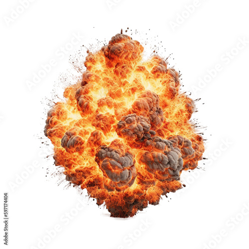 Tableau sur toile Explosive Fire with transparent background