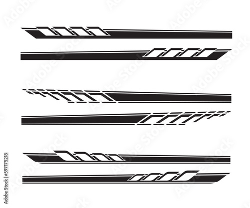 Wrap Design For Car vectors. Sports stripes, car stickers black color. Racing decals for tuning V2_20230427