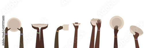 Starving people. Poverty stricken starving famine hands. Illustration of Starving People Asking for Food