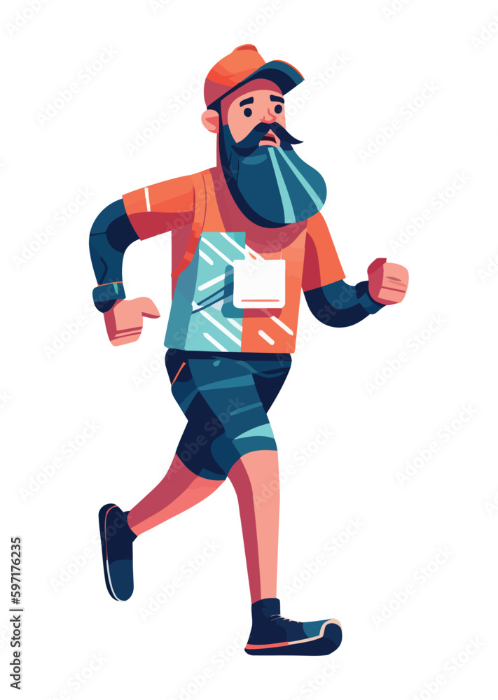 bearded mature man walking sports