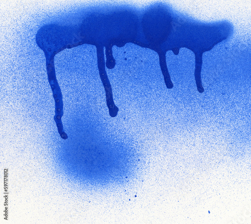 Blue spray paint drips