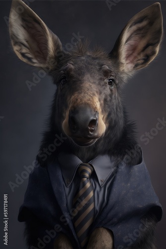 Portrait of baby moose in a business suit. Generative AI © Razvan