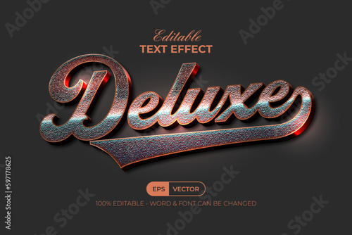 Deluxe text effect metallic rose gold style. Editable text effect.