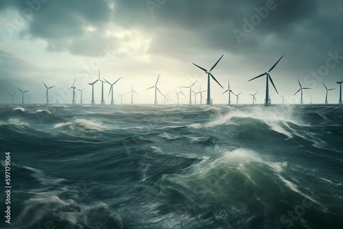 Wind turbine farms at risk from offshore storms. Generative AI