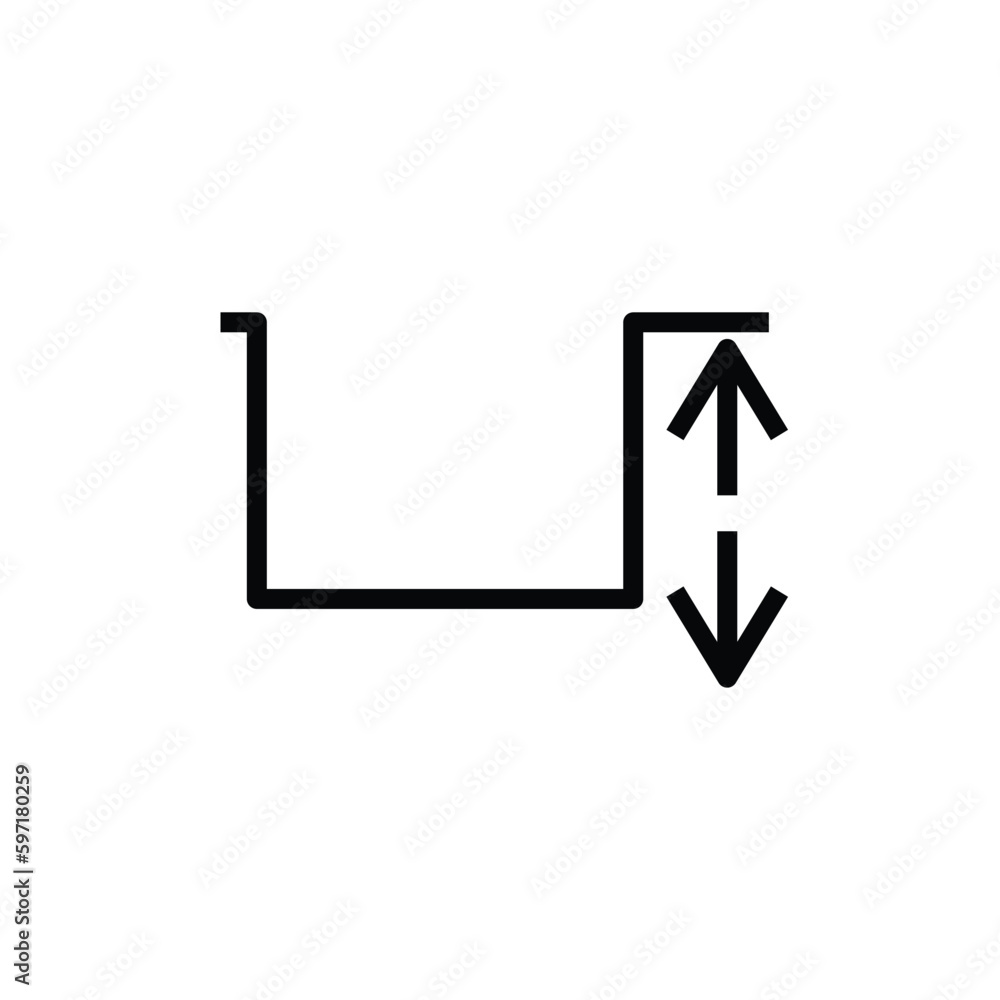 Raise or lower trough sign icon. Graphical symbol modern, simple, vector, icon for website design, mobile app, ui. Vector Illustration Raise or lower trough sign icon. Graphical symbol modern, simple, vector, icon for website design, mobile app, ui. Vector Illustration