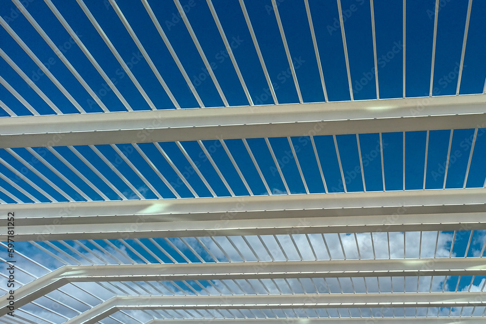 Fototapeta premium Steel roof with blue sky