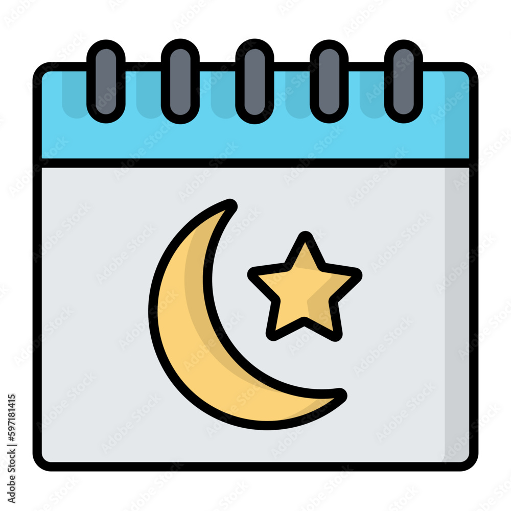 Islamic Calendar Line Color Icon Islamic Calendar Line Color Icon