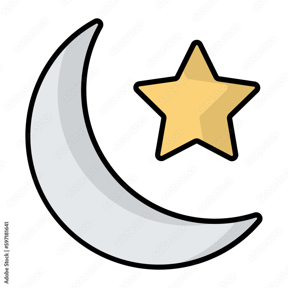 Islamic Half Moon Line Color Icon Islamic Half Moon Line Color Icon