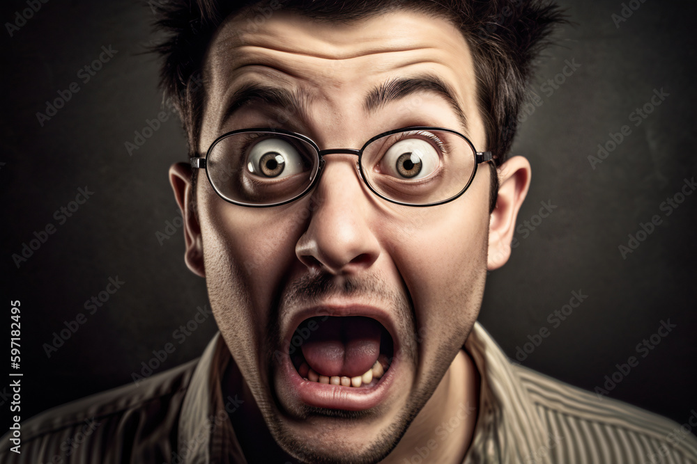 Mans face looking surprised generative ai Mans face looking surprised generative ai