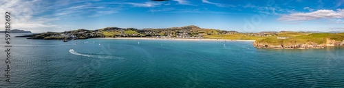 Aerial of the beautiful coast at Downings, County Donegal - Ireland.