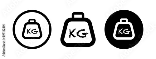 Simple KG weight web symbol. Dumbbell vector icon. KG bell logo. 