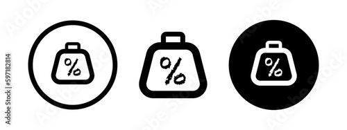 Simple percent weight web symbol. Dumbbell vector icon. % bell logo. 