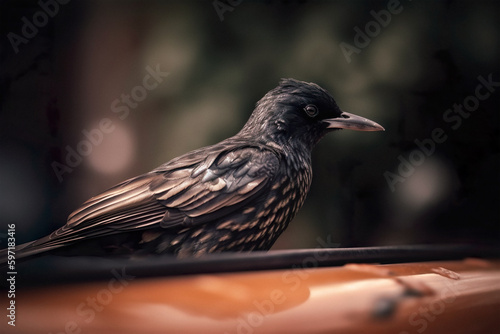 Close up of a bird in a car with a bokeh background © Tools