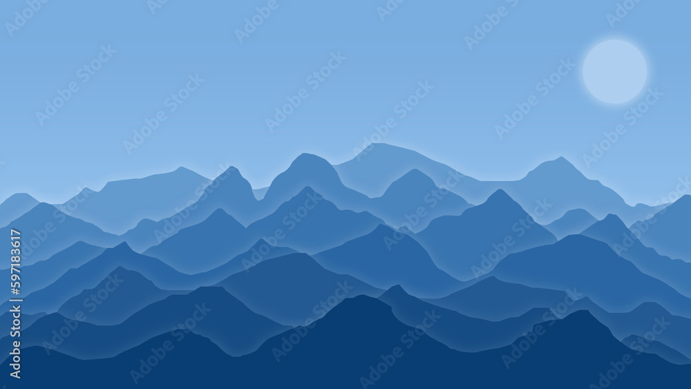 Dark Blue Mountain Outline Abstract Image Background