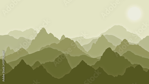 Dark Green Mountain Outline Abstract Image Background